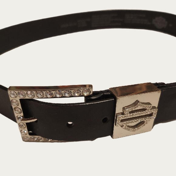 Harley-Davidson Black Belt with Silver Embellished Buckle, 31" -35" Medium - Picture 5 of 9